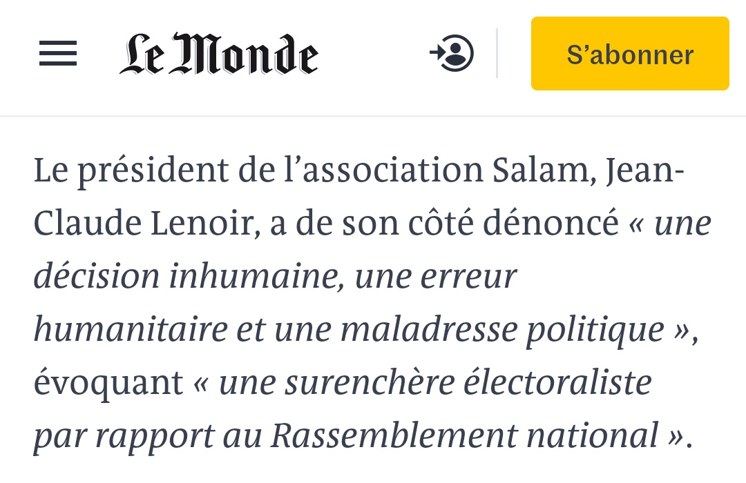 Les distributions de repas aux migrants interdits pour certaines associations dans les communes du Rassemblement Nat... euh non en France par  #LREM.La "surenchère au Rassemblement National" continue.76/ https://www.lemonde.fr/societe/article/2020/09/11/a-calais-des-associations-scandalisees-par-l-interdiction-de-distribuer-des-repas-aux-migrants_6051809_3224.html