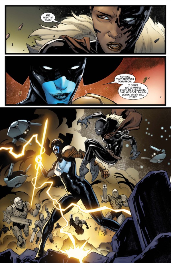 NEW AVENGERS/TIME RUNS OUT/INFINITY (Hickman)Shuri as Black Panther is a featured in T'Challa's story and here she *spoilers* dies.