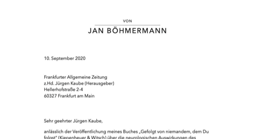 Wünschte, ich hätte das Selbstbewusstsein, so einen Briefkopf zu gestalten wie #Boehmermann VON YVES BELLINGHAUSEN