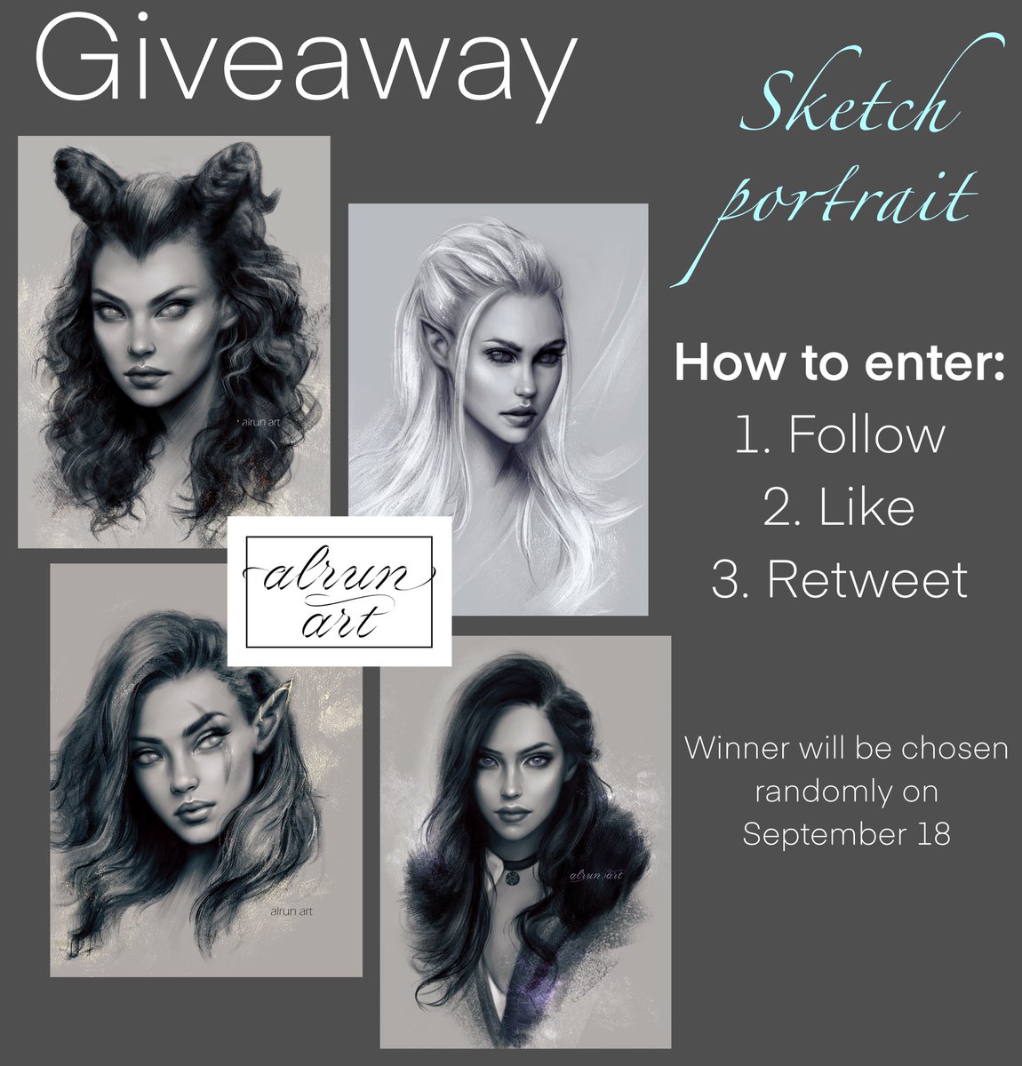 ✨✨✨GIVEAWAY! ✨✨✨

My first Twitter giveaway! 

If you’d like a sketchy portrait of yourself, your character, fan art, or anything you like, please:

1. Follow me ✨ 2. Like ✨ 3. Retweet 

Comments are always appreciated as well 💛 Good luck! 🤗

#giveaway #raffle #wow #art