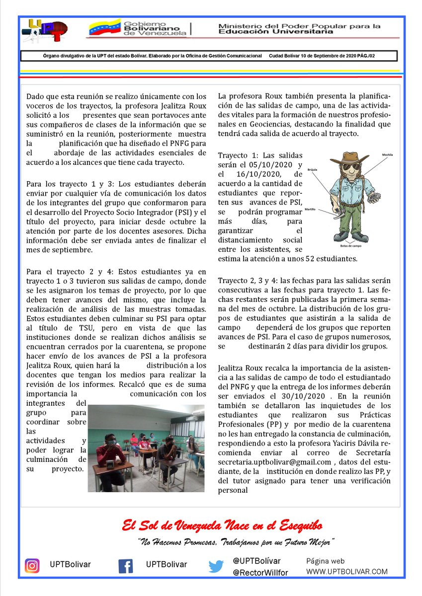 #EconomíaProductivaYParticipativa Planificación para salida de campo respetando las medidas de bioseguridad, actividad vital para los estudiantes del PNFG.
@NicolasMaduro @CTrompiz2 @MPPEUVEN @arbolve @GobJustoNoguera @AlcaldeSergioH