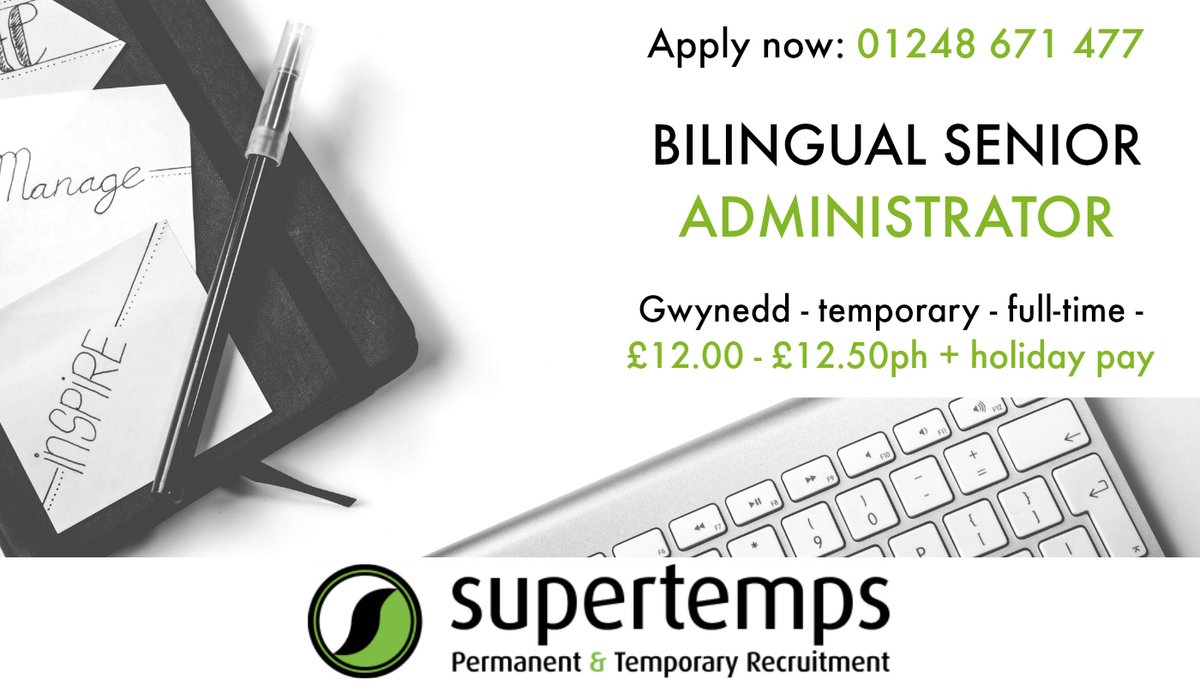 🔥🔥 HOT JOB - BRAND NEW VACANCY - WELSH SPEAKING ADMIN 🔥🔥

Please get in touch today on:

📞 01492 671477

📧 bangor@supertemps.co.uk

More details here ▶️ bit.ly/2ZoE72U

#NorthWalesJobs #Hiring #ApplyNow #AdminJobs #GwyneddJobs #BiligualJobs #WelshSpeaking