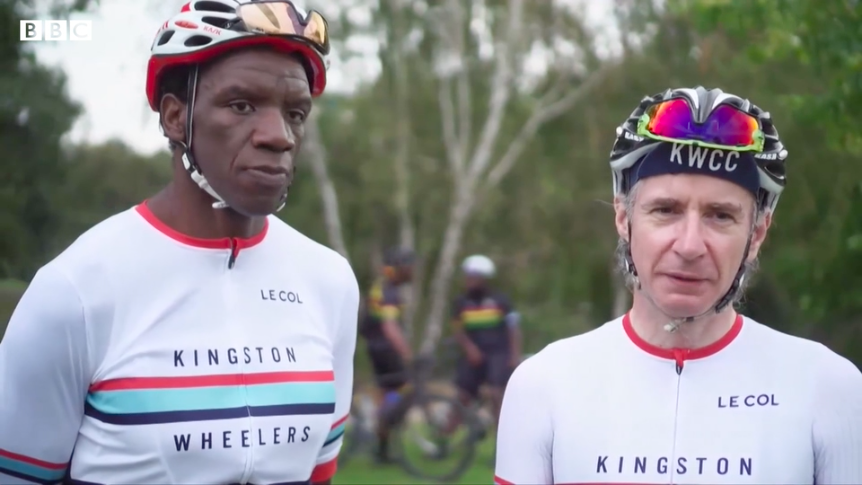 kingstonwheeler's tweet photo. Proud of Ronn and Andy who feature in a BBC report on Black Cyclists Network and why founder Mani Arthur started the group in 2018. Andy worked closely with Mani on the Diversity in Cycling report released last year. You can watch the video here: https://t.co/XCTHZWt5j1 https://t.co/sHfVdN3gnH