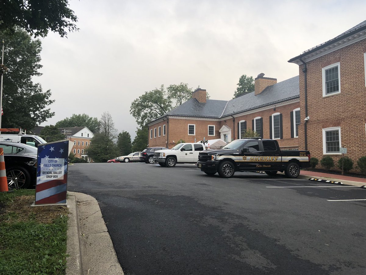 #FallsChurch ballot drop box installed and ready for use. Ballots will be mailed soon. This box is bolted to concrete and under 24/7 surveillance. Safe and secure for casting your by-mail ballot in person to City Hall.