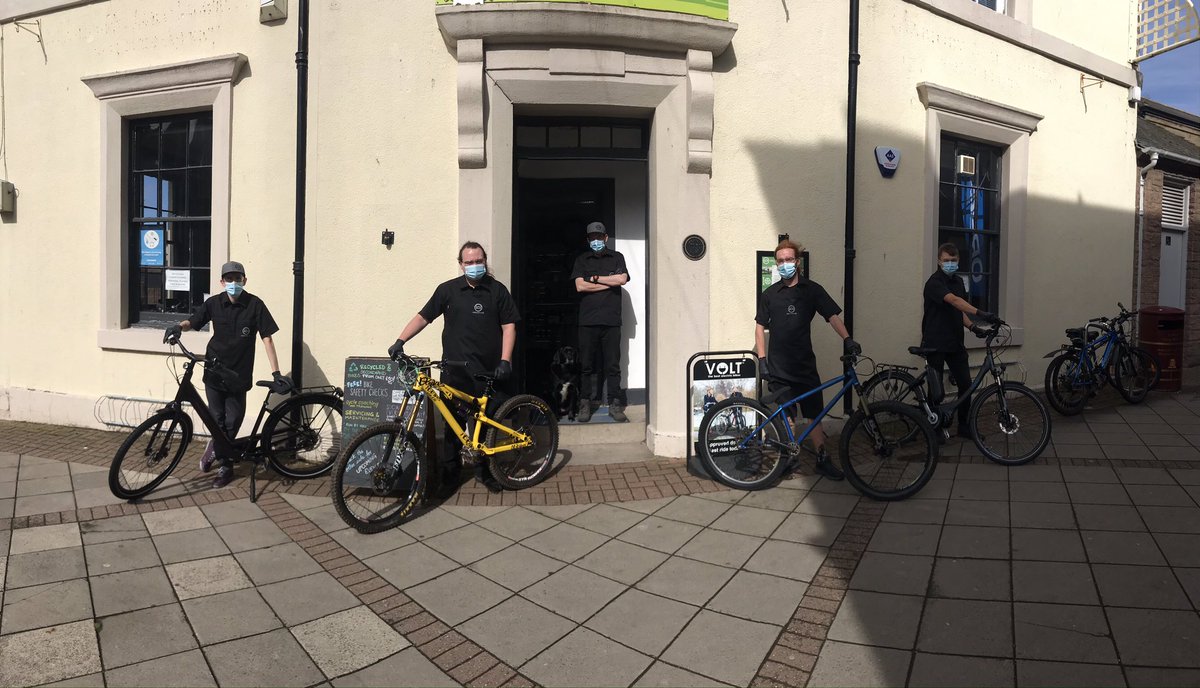 AngusCycleHub's tweet photo. Check us out in all our PPE! Seriously though, big thanks to @ZeroWasteScot #covidadaption Fund who helped us purchase much needed PPE to keep our staff and volunteers protected while we keep you all #bicycling! https://t.co/Gf3nCUwp2y