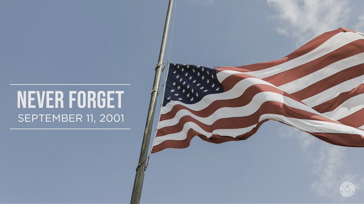 GovAbbottPress's tweet photo. 19 years ago today, the world stopped as tragedy struck American soil. 
 
We will #NeverForget the thousands of Americans who lost their lives in these horrific attacks and the heroic first responders who selflessly ran into harm’s way to help those in need and save lives. https://t.co/wYsxZRAIEq
