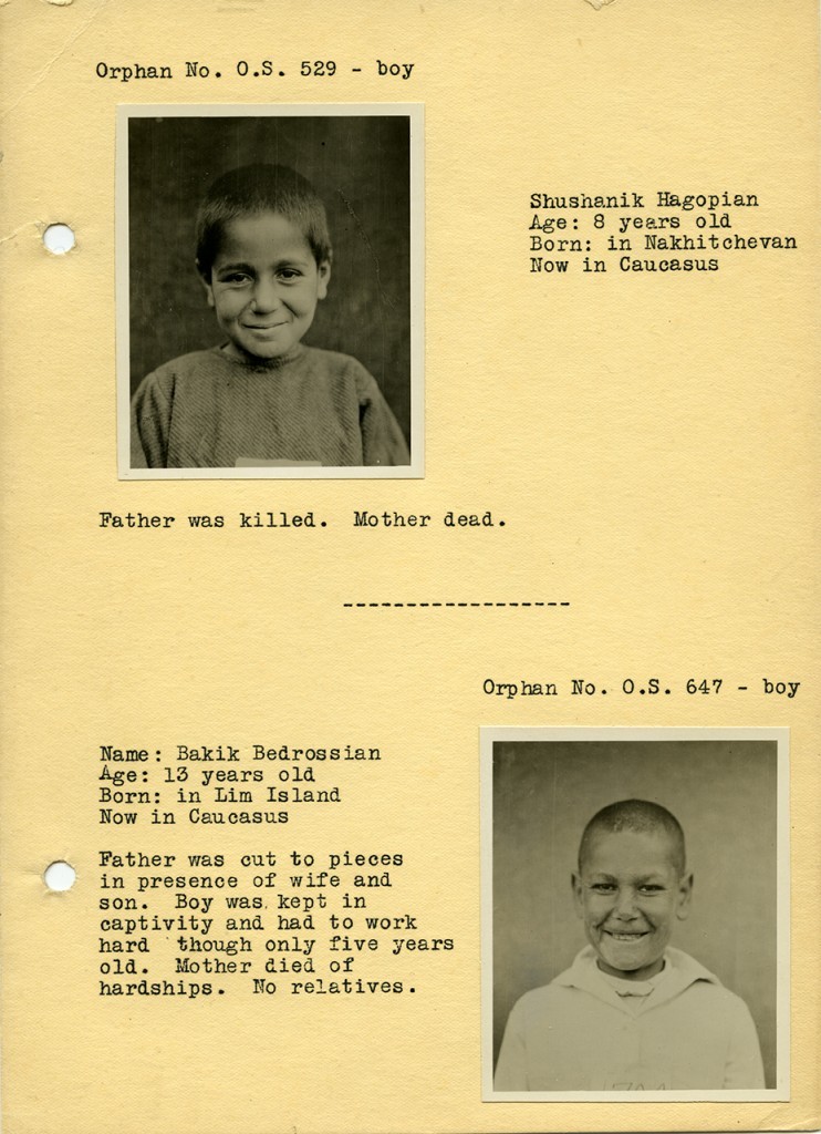 Biographies of orphans from the archives of Near East Relief, an American organization that sheltered thousands of Armenian, Assyrian, and Greek orphans of genocide.