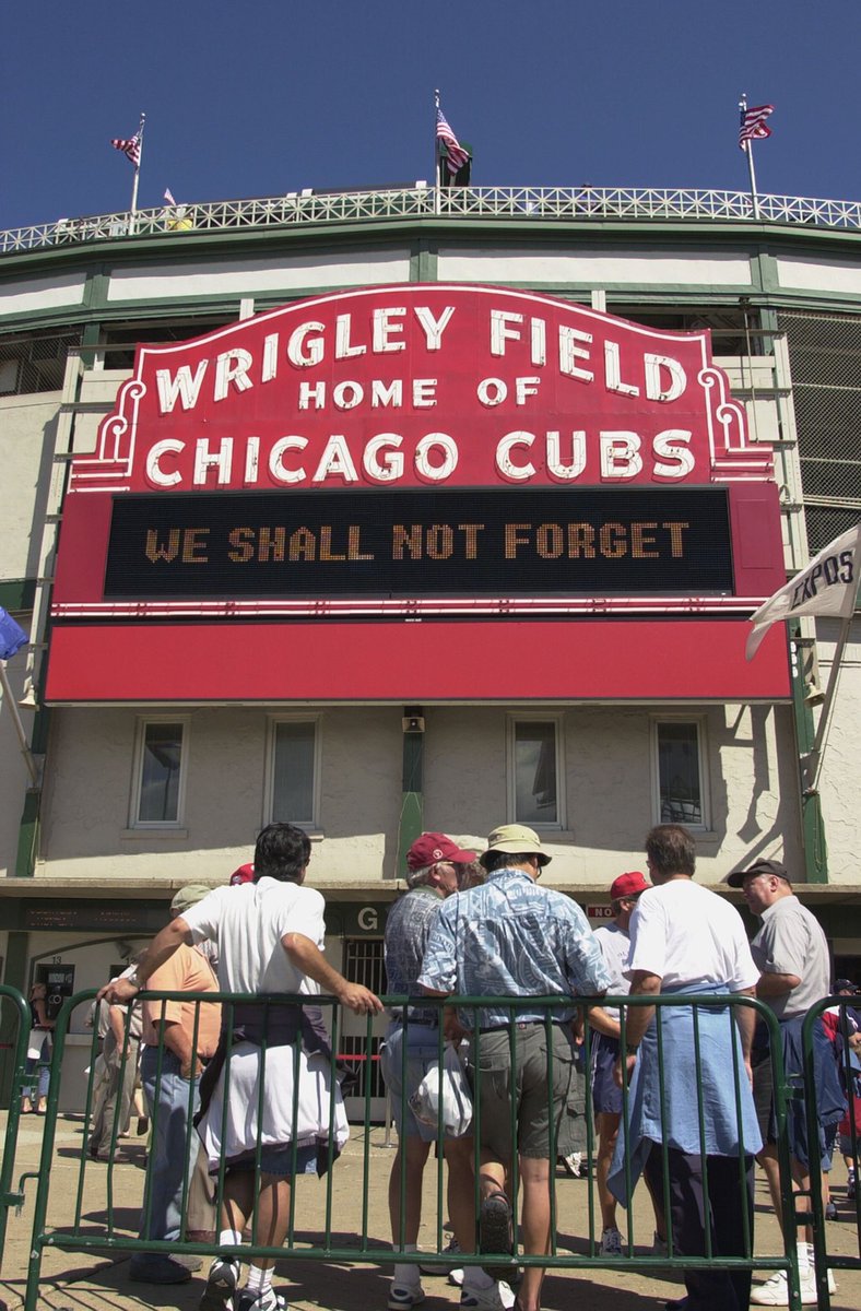 Cubs's tweet photo. Today we remember the lives lost and honor all those impacted by 9/11. https://t.co/gk77ZwotOQ