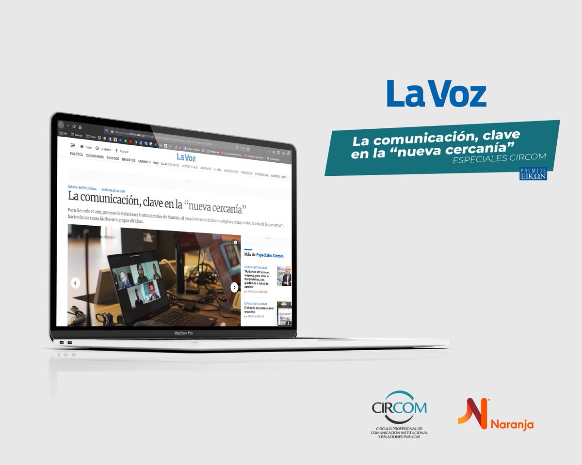 CircomCBA's tweet photo. [Especiales Circom]

"La comunicación, clave en la 'nueva cercanía'" por Gerardo Fraire, gerente de Relaciones Institucionales de Naranja.

Lee la nota completa en Diario La Voz, Especiales Circom.

#CircomCba #PremiosEikon #Naranja https://t.co/FXc2VnkG32