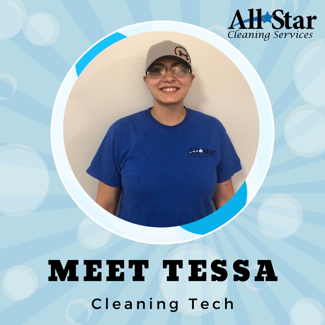 Meet Tessa, one of our amazing Cleaning Techs! Tessa would like to one day join the Army. Here's what a happy client said about Tessa's work: "Natalie and Tessa did an amazing job! The dust bunnies are gone and the toilets are so clean!"