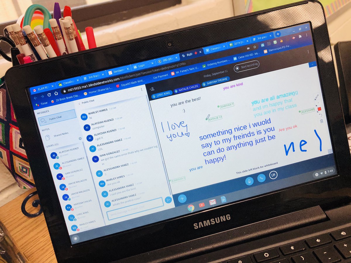 MrsChilds12's tweet photo. Virtual SEL with my little Charmers. They loved using the whiteboard feature to speak positivity into their friends! #DESTINATIONRESTORATION2 #ENGAGE #LEARN #HPHIGH5
#VIRTUALLONGHORNS https://t.co/YSntdG06O4
