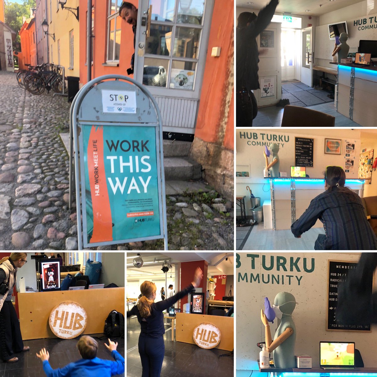RehabooGame's tweet photo. .@hubturku visit - nice new #coworking in #kissmyturku , to show the ready #RehabooActive #ExerciseGame (we did MVP user testing at #HubTurku w/ @aeinnovations in December 2017, (bottom left pics from 2017 demo, right pics the realtine online AI cloud service) ๐โโ๏ธ๐๏ธโโ๏ธ๐โโ๏ธ https://t.co/EEqwLI1dhw