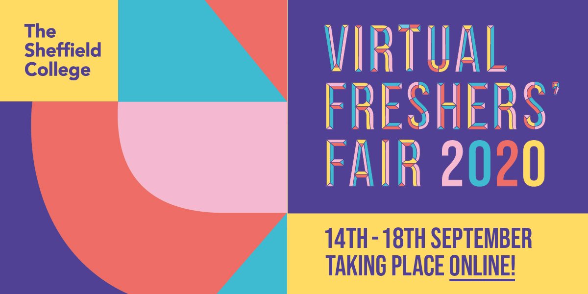 sheffcol's tweet photo. As the new academic year starts, we want to start your college experience off with a bang giving you a taste of what life at The Sheffield College is like!

Even though Freshers' Fair will be virtual this year you'll still get to experience everything it has to offer such as... https://t.co/NPMDlU13YF