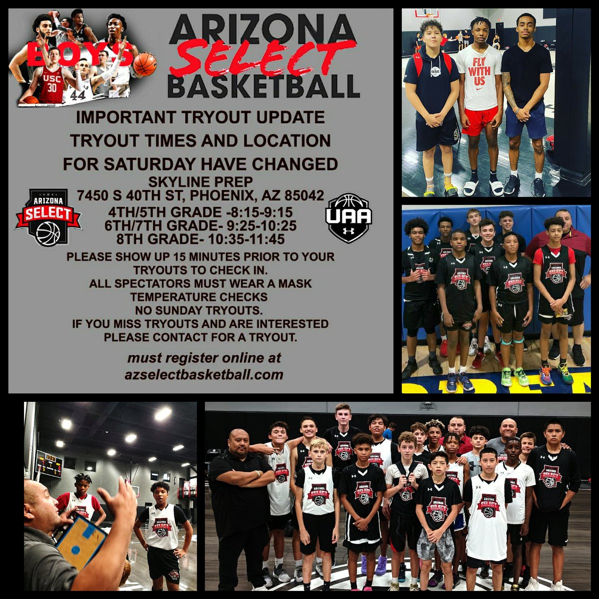 AzStormCamacho's tweet photo. AZ Select Youth Boys Tryouts! Tomorrow, September 12th @ Skyline Prep. View Flyer for Divisions, Times, and Info. You must be on time, prepared to go, and you must register online today! No walk ins! Everyone must register to Tryout! #azselectyouthboysbb #azselect #skylineprep https://t.co/VlKwvHv2FC