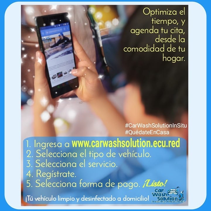 CarWashSolution's tweet photo. ¡Optimiza tiempo!
¡Tú #vehículo #limpio y #desinfectado a #domicilio ! 💦🚙
📍 https://t.co/Tmm6KdIXfH
O desde https://t.co/Md0ywvPjT0 o de la #AppCarWashSolution
#Quito #Guayaquil #ServicioadomicilioGratuito
Aceptamos toda tarjeta de crédito y débito #SinRecargos https://t.co/G16B3K6sNS