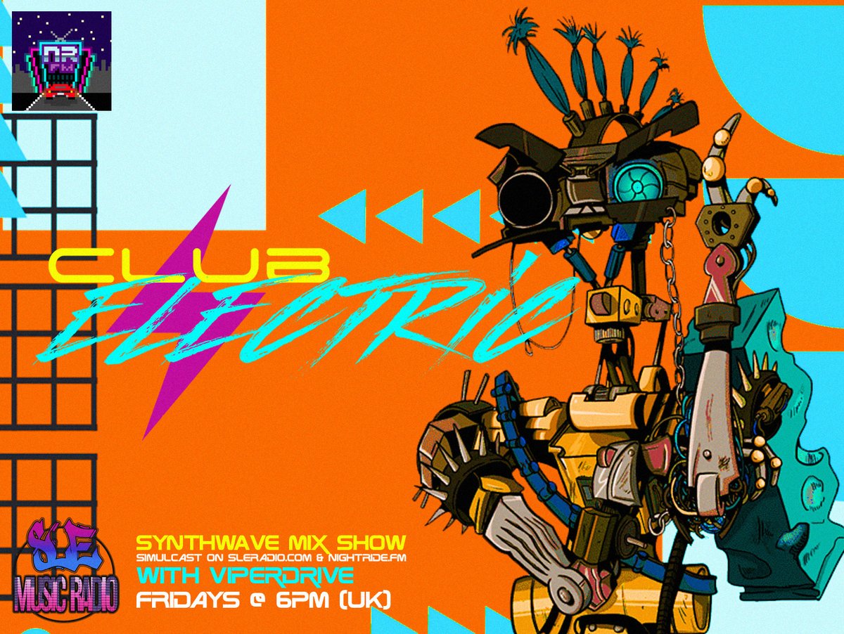 ClubElectricUK's tweet photo. Head over to https://t.co/7WKgBDapVn or https://t.co/lt82ViM7ZI at 6PM this evening for a MASSIVE RAM-scrambling hour of epic synthwave, with @S_S_C_OFFICIAL, @ManhattenSynth, @AudiowavezBeau, @jacketsynthwave, @DJPeacecraft, @autokira, @GianniBarba_ and more! #clubelectric https://t.co/JBnQhs5KSh