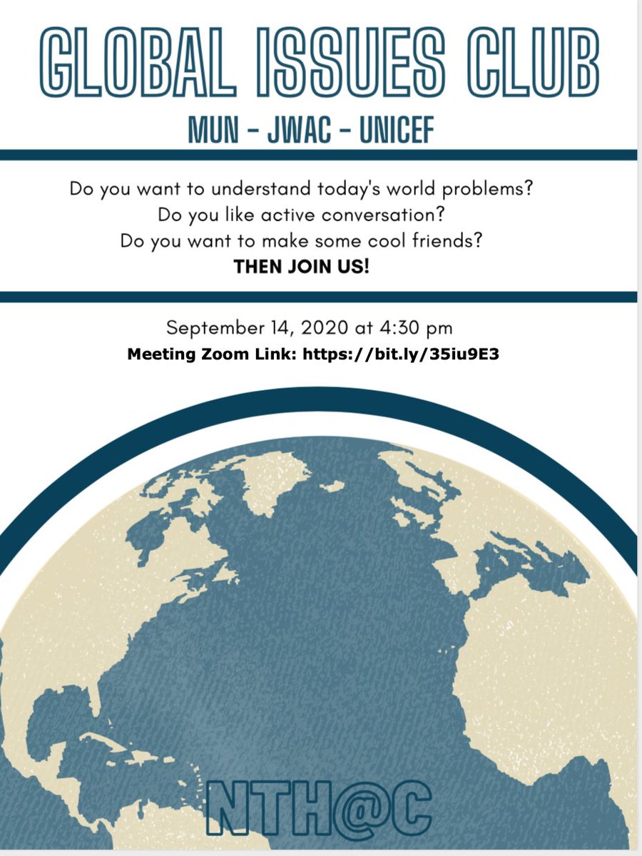 UNICEF Club is 1 of the 3 branches of The Global Issues Club <a href="/NewTechCoppell/">New Tech High @ Coppell</a> we focus on advocacy, fundraising, &amp; community building. Join us 9/14 at bit.ly/35iu9E3 for our the first meeting of the year &amp; registration. @NamyukthaP_nthc President &amp; VP <a href="/asullivan_NTHC/">Arwyn Sullivan</a>