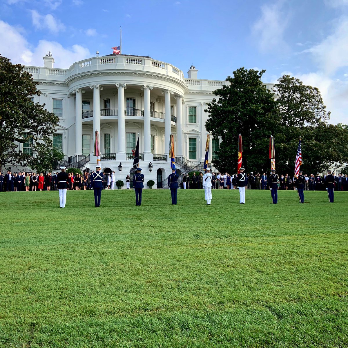 benstracy's tweet photo. White House moment of silence on 9/11. #NeverForget https://t.co/EifOVTlKrt