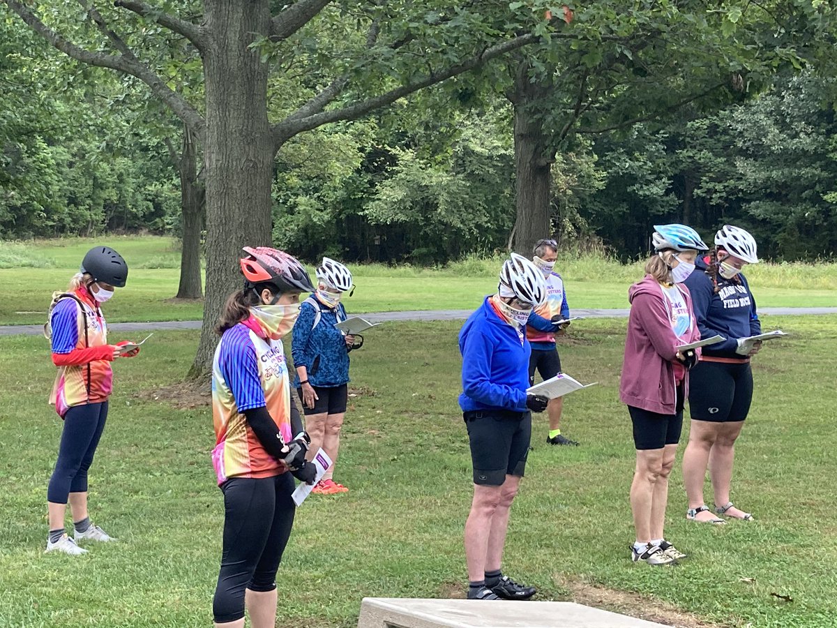On its first stop, the ride prays for an end to human trafficking. #cyclingwithsisters