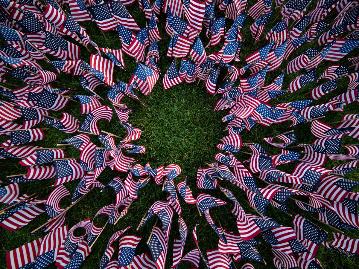 Hundreds of flags were placed outside the Kirkhof Center this morning by @GVStudentSenate. Never forget.