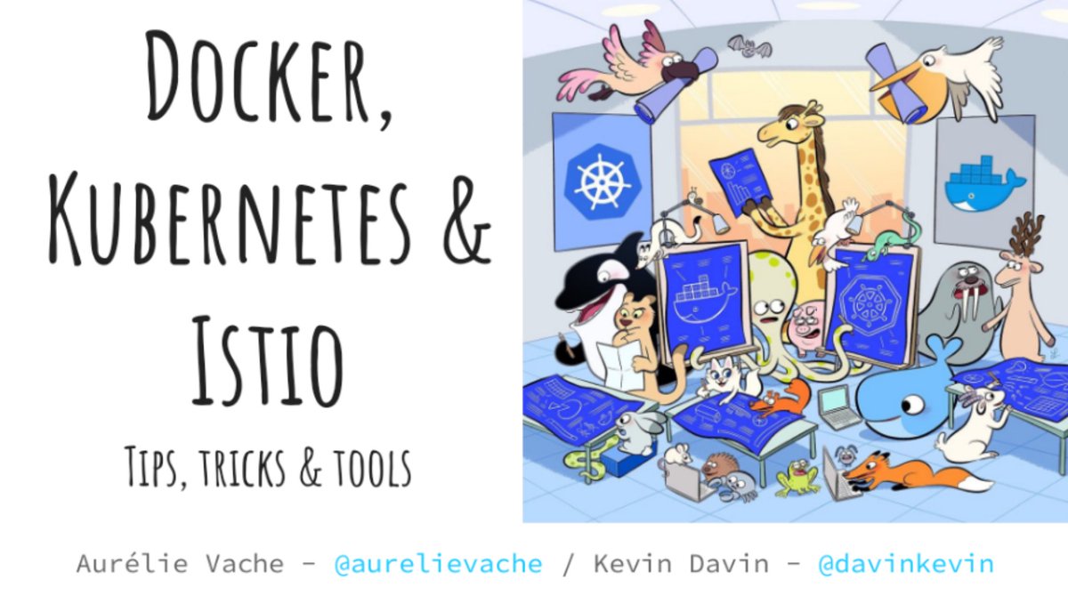 aurelievache's tweet photo. Merci d'être venu à notre talk sur "Docker, Kubernetes & Istio : Tips, tricks & tools" avec @davinkevin au @jugsummercamp
Comme promis voici le lien vers les slides : https://t.co/mZXxD0tvFt
Et vers les sketchnotes : https://t.co/oGrWRcVQAb
https://t.co/ovfEB08iq7
#JSC2020 https://t.co/a8YuwazVgh