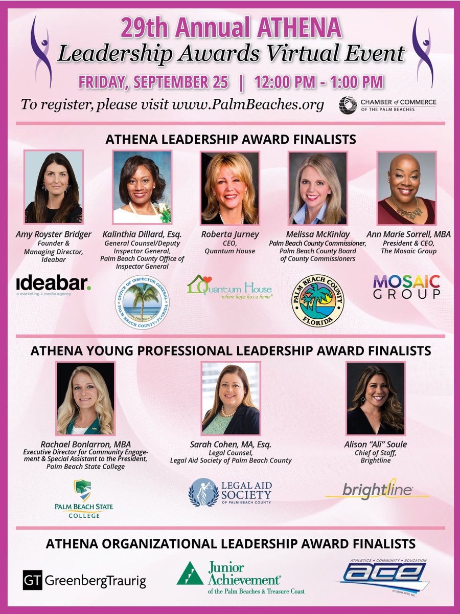 ypopconnect's tweet image. Join us for the 𝟮𝟵𝘁𝗵 𝗔𝗻𝗻𝘂𝗮𝗹 𝗔𝗧𝗛𝗘𝗡𝗔 𝗟𝗲𝗮𝗱𝗲𝗿𝘀𝗵𝗶𝗽 𝗔𝘄𝗮𝗿𝗱𝘀 presented by @Related_Group on 9/25 as we celebrate each finalist’s achievements and honor recipients of our ATHENA Leadership Awards.
➡️ Register Here: bit.ly/2Qvpkyo
#ATHENALeaders