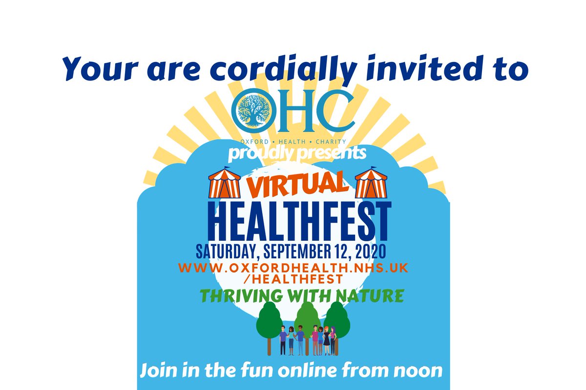OxfordHealthNHS's tweet photo. It's #Healthfest2020 tomorrow. Discover how to save a life, kids’ #yoga, #art comps,#recovery colleges, #walking routes; our #research teams;  #mental &amp; physical health care teams, a tour of #Abingdon Community Hospital.
Join us from noon tomorrow at https://t.co/zWJ55ArkSa https://t.co/UMgJyK6ZrD