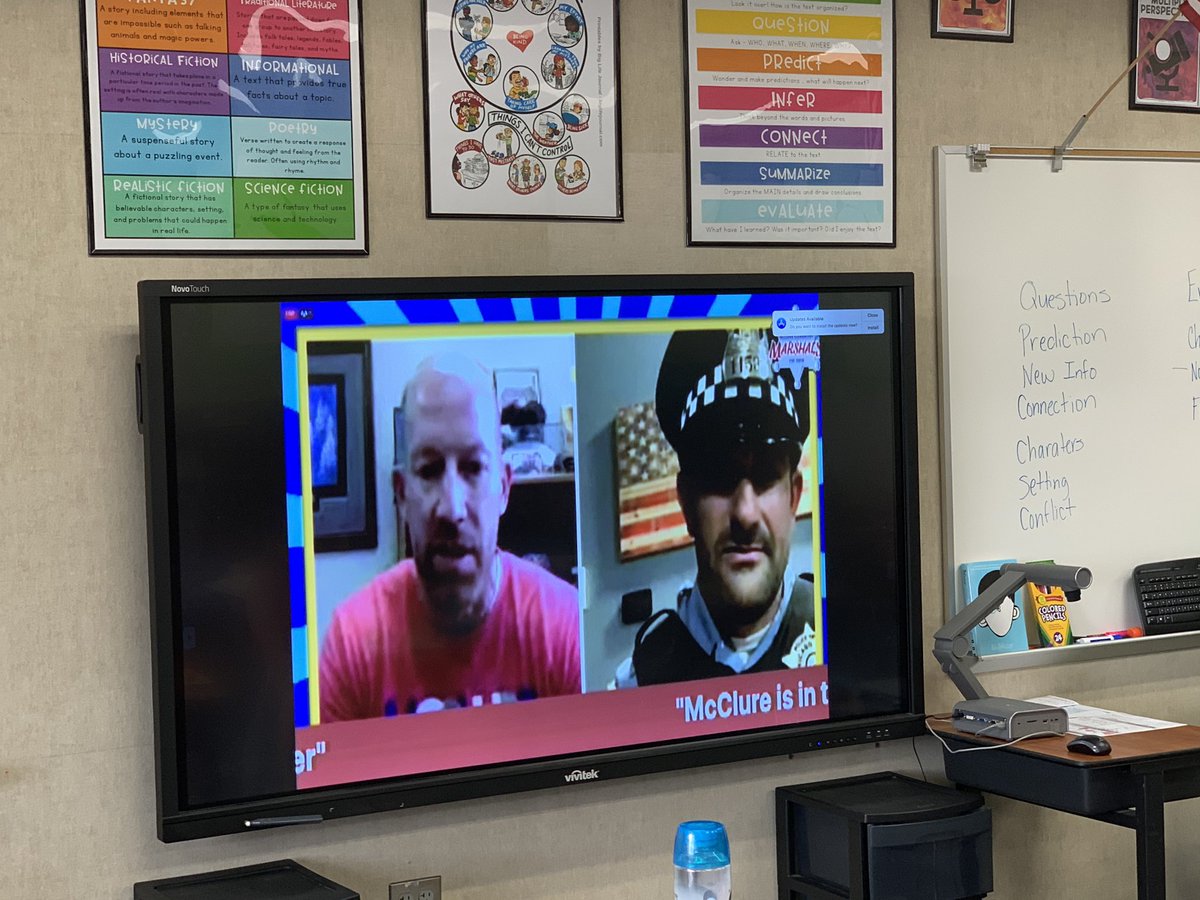 ToniPrice2's tweet photo. Patriot’s Day at McClure! I love that we are still able to celebrate virtually with our students and hear stories from first responders! @McClureMarshals https://t.co/6UbMXqHaoa