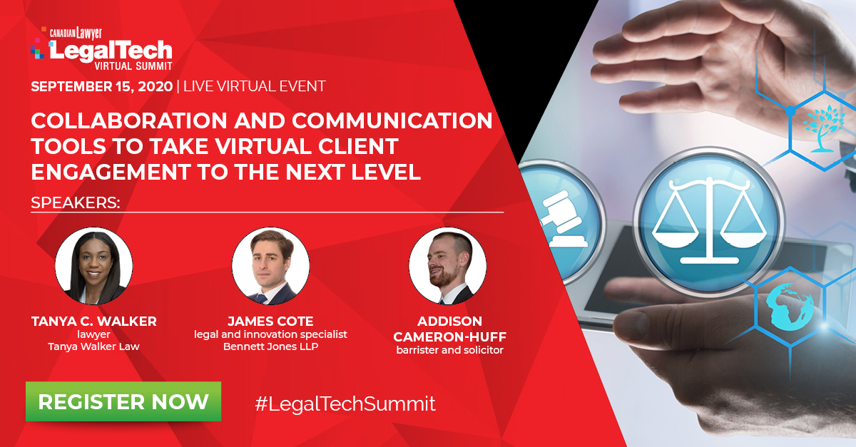 jamesjosephcote's tweet photo. On Tuesday, September 15, at the #LegalTechSummit, I'll be discussing client communication strategies with @Walker_law
@aCameronhuff, and George Evans. Join us as we discuss client engagement in our remote working world!
https://t.co/B4JItW3Rz8 https://t.co/TX108Lgyd3