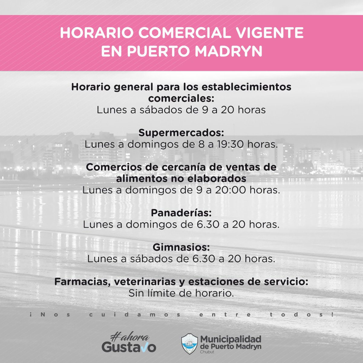 mnoecorvalan's tweet photo. Información de @munimadryn sobre horarios vigentes en #Madyn
#CuidarteEsCuidarnos https://t.co/atPuSQWeVH