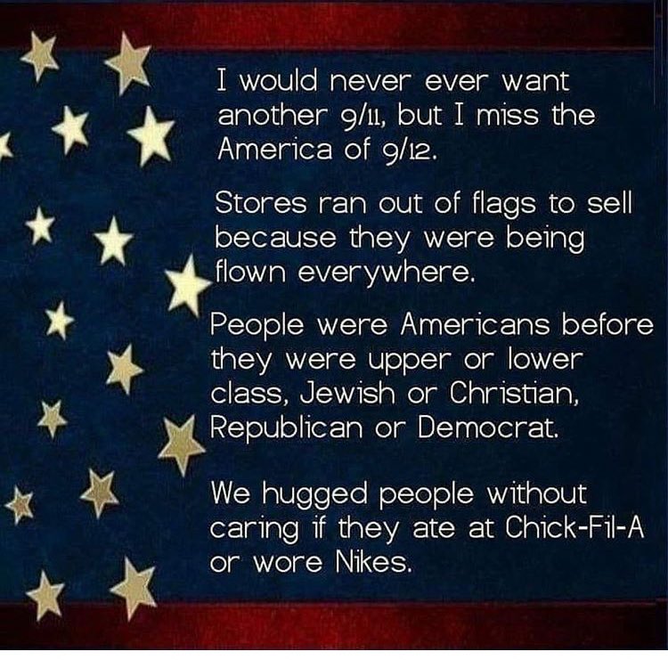 richcatxs2's tweet photo. Just Be Kind. 
We are all human beings.  
It’s ok to disagree, but it’s never ok to be cruel. 
We need to be teaching our children the love of God.  
Not the love of a political party. #911anniversary #September11 #NeverForget  #911Remembered https://t.co/dj9BWpv82g