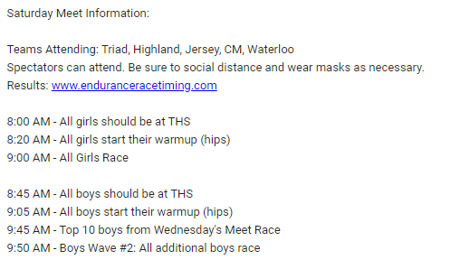 AndyBrendel1's tweet photo. Saturday's Meet Information https://t.co/Tg7YAm5sD2