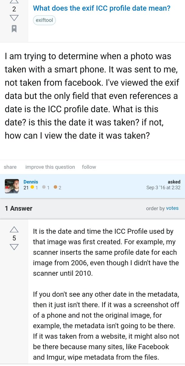 What's ICC profile then? The range of colours used by the device that took the photo.And what does the Prof. Date Time indicate? When the ICC profile, used by the device to take the photo was created at first, so this date and time is only from the colour profile of the phone.