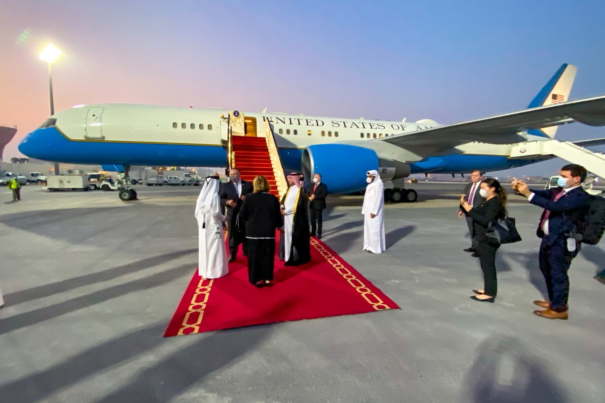 Secretary of State Michael R. Pompeo arrives in Doha, Qatar, on September 11, 2020. [State Department photo by Ron Przysucha/ Public Domain]