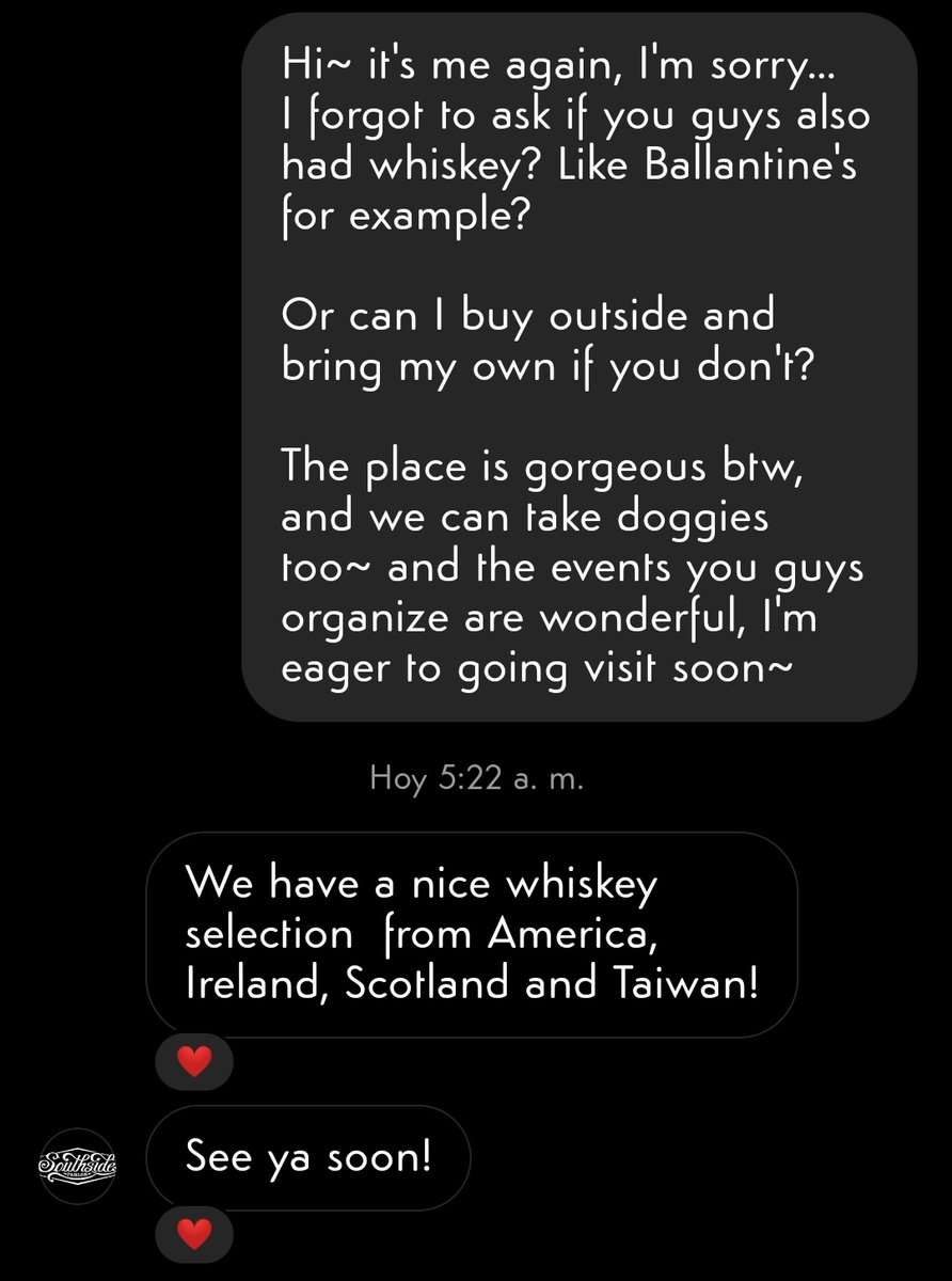 so I asked them directly again, and they answered me vaguely about their whiskey selection. But they did say they had whiskey from Scotland, so it could be Ballantine's. I'll update about this whiskey bottle again, hopefully with concrete answers.