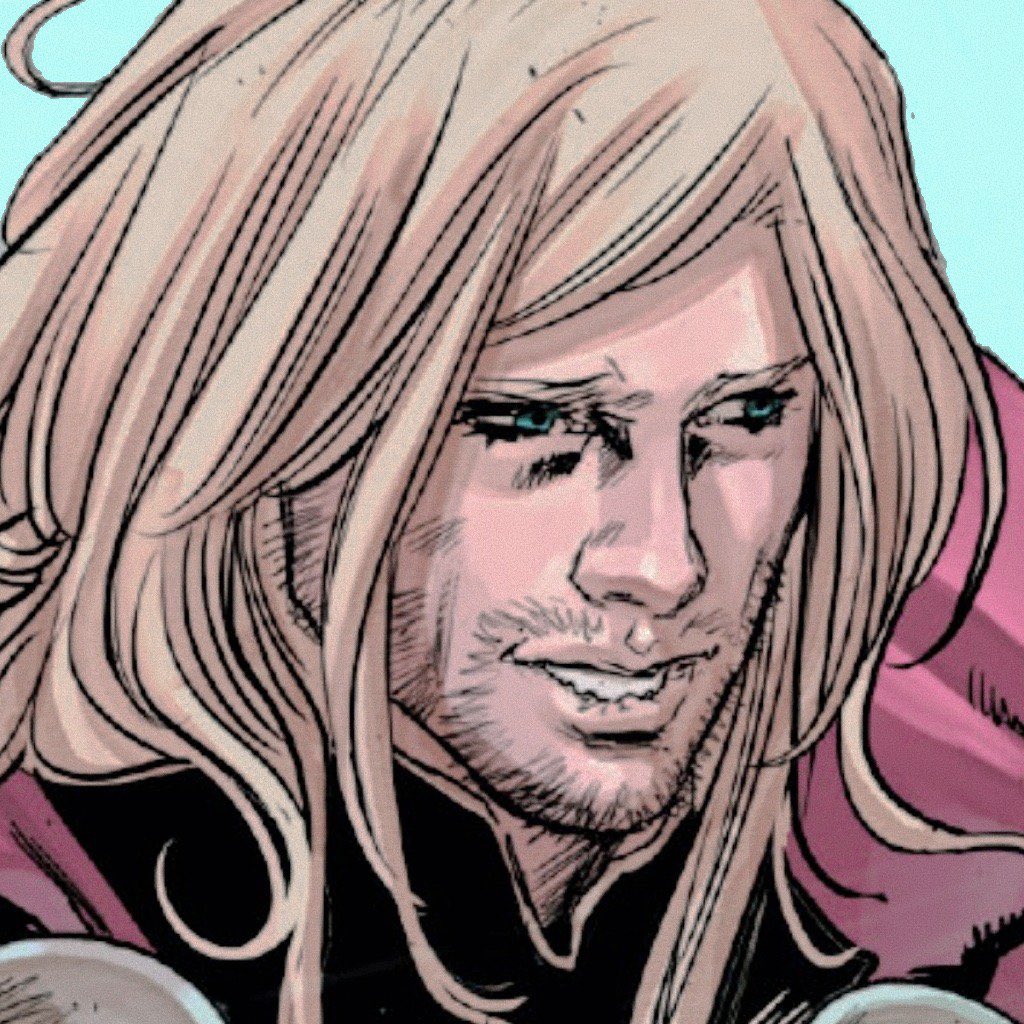 𝓢: @HerOmnitrix 

 ⠀  ⠀⠀⠀⠀ ،   * During a brief stay in Midgard、𝐓𝐇𝐎𝐑 bumped into Gwen. He admired her intellect. She had tales that could best some of the world's greatest novels. 

    〝 Aye、space monsters can be a cruel bunch. I've fought plenty in my day. 〞