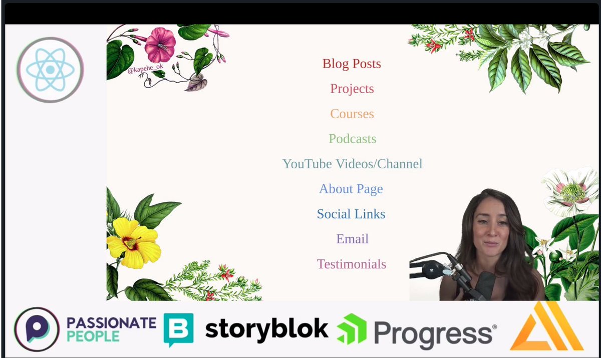 A good list of things to look to include in your portfolio by <a href="/kapehe_ok/">Kap</a> in her <a href="/reactlivenl/">React Live Conference</a> talk! I need to get the dusters out and upgrade mine 😅 #ReactLive