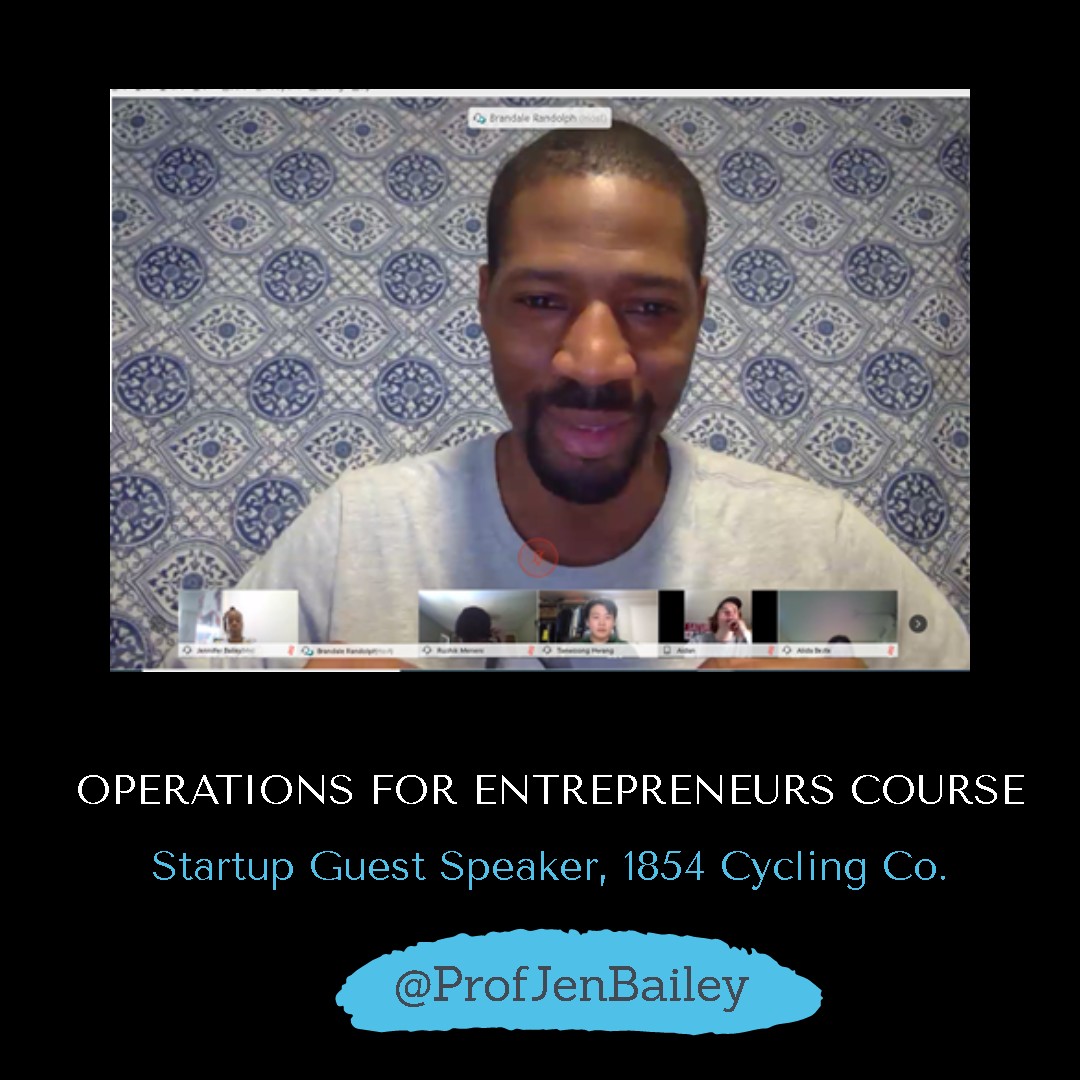 Ops4Entreps's tweet image. Great to have @Brandale1854 from 1854 Cycling as Guest Speaker for my @babson Operations for Entrepreneurs course! We spoke about all things Startup Operations: Outsourcing, Setting up a Manufacturing Facility, Raw Materials, Import Tariffs, Cash Flow &amp;amp; Startup Burn Rates! Thx B!