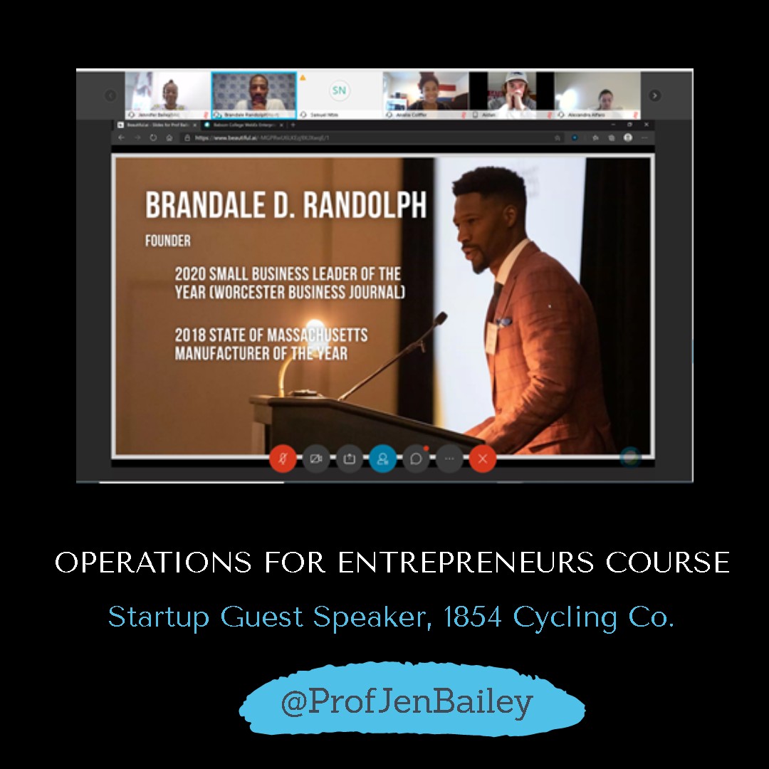 Jennifer Bailey (@ops4entreps) on Twitter photo Great to have @Brandale1854 from 1854 Cycling as Guest Speaker for my <a href="/babson/">Babson College</a> Operations for Entrepreneurs course! We spoke about all things Startup Operations: Outsourcing, Setting up a Manufacturing Facility, Raw Materials, Import Tariffs, Cash Flow & Startup Burn Rates! Thx B! Great to have @Brandale1854 from 1854 Cycling as Guest Speaker for my <a href="/babson/">Babson College</a> Operations for Entrepreneurs course! We spoke about all things Startup Operations: Outsourcing, Setting up a Manufacturing Facility, Raw Materials, Import Tariffs, Cash Flow & Startup Burn Rates! Thx B!
