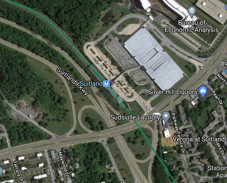 Green Line (south) nominees:Southern Ave (5 stops away)Naylor Rd (6 stops)Suitland (7 stops)Branch Ave (8 stops)