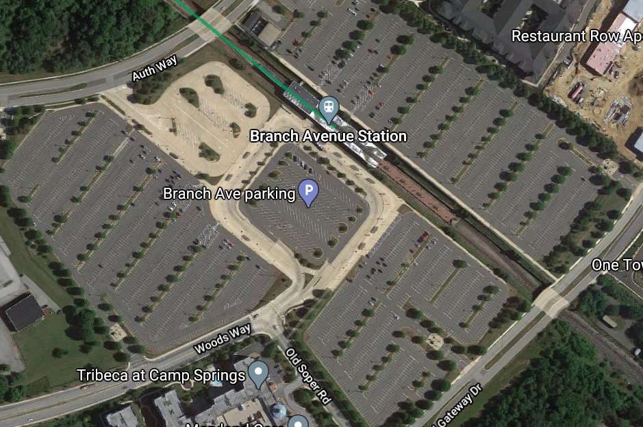 Green Line (south) nominees:Southern Ave (5 stops away)Naylor Rd (6 stops)Suitland (7 stops)Branch Ave (8 stops)