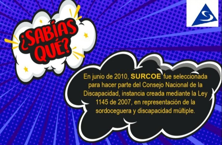 ¿Sabías qué?

#SURCOE #Sordoceguera #ColombiaIncluye #Cumpleaños25 #FestejaConNosotros #UnetealCumpleSURCOE