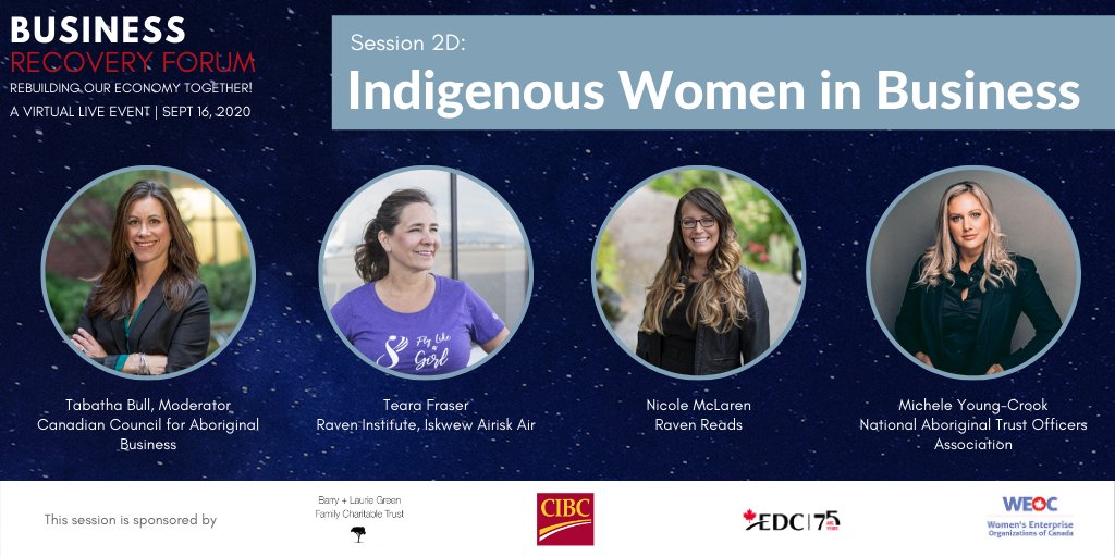 Canadian Council for Indigenous Business (@ccib_national) on Twitter photo At the #BusinessRecoveryForum, you won't want to miss the Indigenous Women in Business session! Register for the forum at ccab.swoogo.com/ccab
<a href="/BullTabatha/">Tabatha Bull</a> <a href="/tearafraser/">Teara Fraser</a> <a href="/naswain/">Nicole McLaren</a> @M_Young_Crook <a href="/RavenInstitute/">Raven Institute</a> <a href="/raven_reads/">Raven Reads</a> <a href="/NATOA_CA/">NATOA</a> <a href="/cibc/">CIBC</a> <a href="/ExportDevCanada/">EDC</a> @WEOCanada At the #BusinessRecoveryForum, you won't want to miss the Indigenous Women in Business session! Register for the forum at ccab.swoogo.com/ccab
<a href="/BullTabatha/">Tabatha Bull</a> <a href="/tearafraser/">Teara Fraser</a> <a href="/naswain/">Nicole McLaren</a> @M_Young_Crook <a href="/RavenInstitute/">Raven Institute</a> <a href="/raven_reads/">Raven Reads</a> <a href="/NATOA_CA/">NATOA</a> <a href="/cibc/">CIBC</a> <a href="/ExportDevCanada/">EDC</a> @WEOCanada