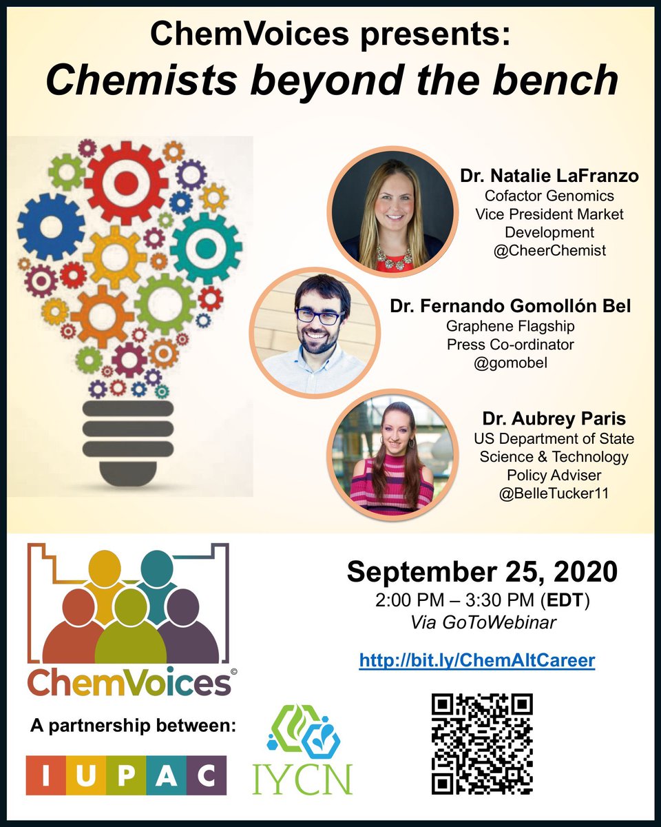 Have you heard about #ChemVoices? Check it out – it's a series of FREE webinars organised by <a href="/IUPAC/">IUPAC</a> and <a href="/IntlYoungerChem/">International Younger Chemists Network (IYCN)</a>. We start discussing resilience and "alternatives" to academia. 

More info: chemvoices.org 

#altac #phdlife #chemtwitter #realtimechem #newpi