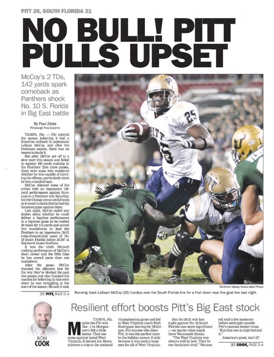Pitt’s 26-21 win over #10 USF in 2008