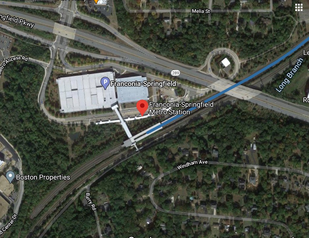 Blue Line nominees:Pentagon (1 stop away)Arlington Cemetery (2 stops)Van Dorn St (7 stops)Franconia-Springfield (8 stops)