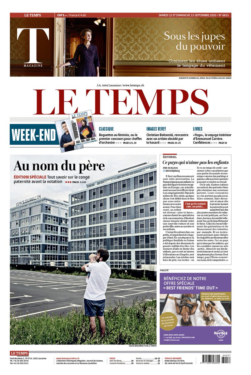 Et voici une édition totalement exceptionnelle ⁦<a href="/LeTemps/">Le Temps</a>⁩ pour ce week-end, congé paternité et femmes au pouvoir