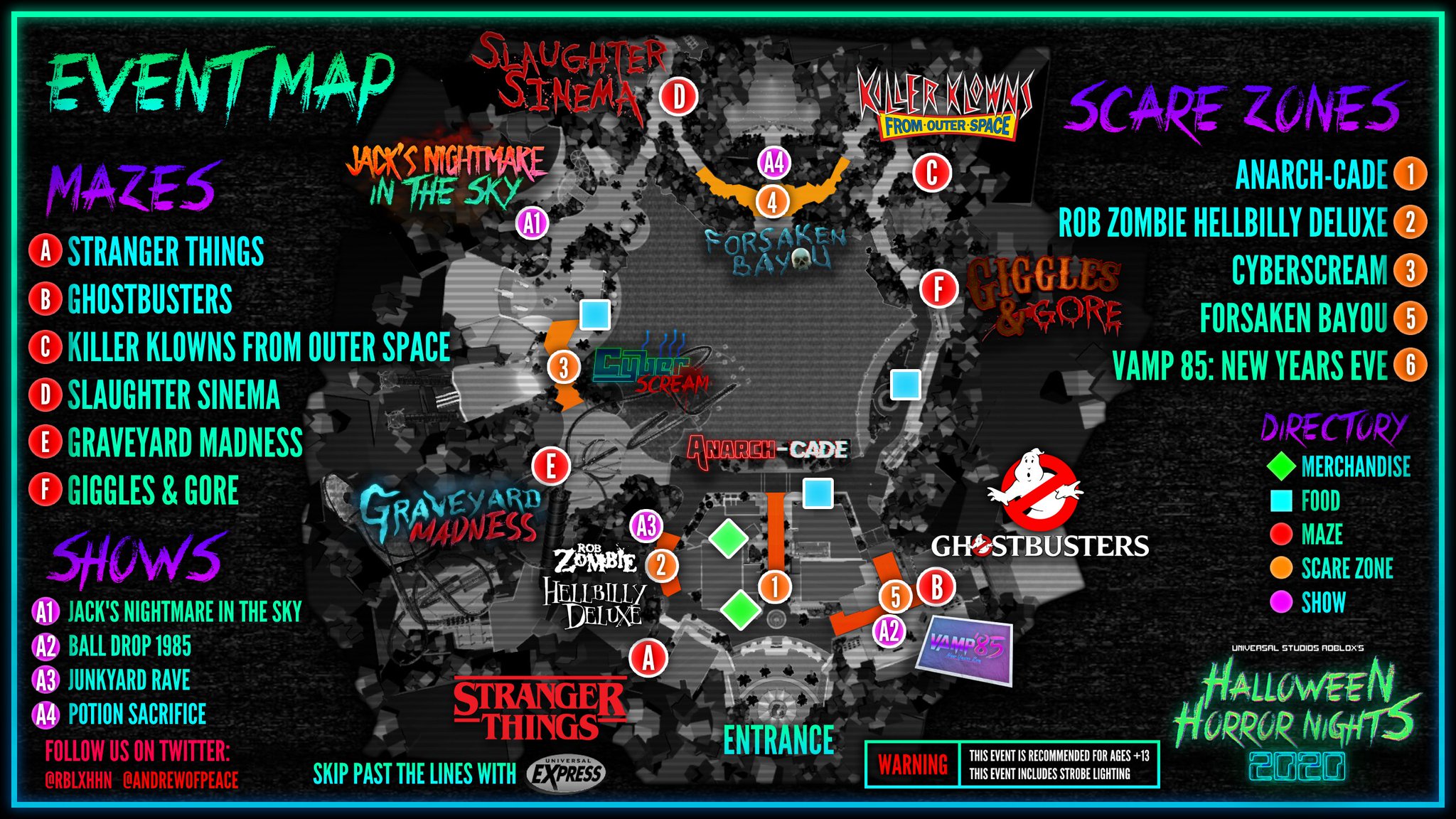 Halloween Horror Nights Roblox On Twitter Event Map Is Now Released Start Planning Hhnrblx Hhnathome - horror maze roblox map