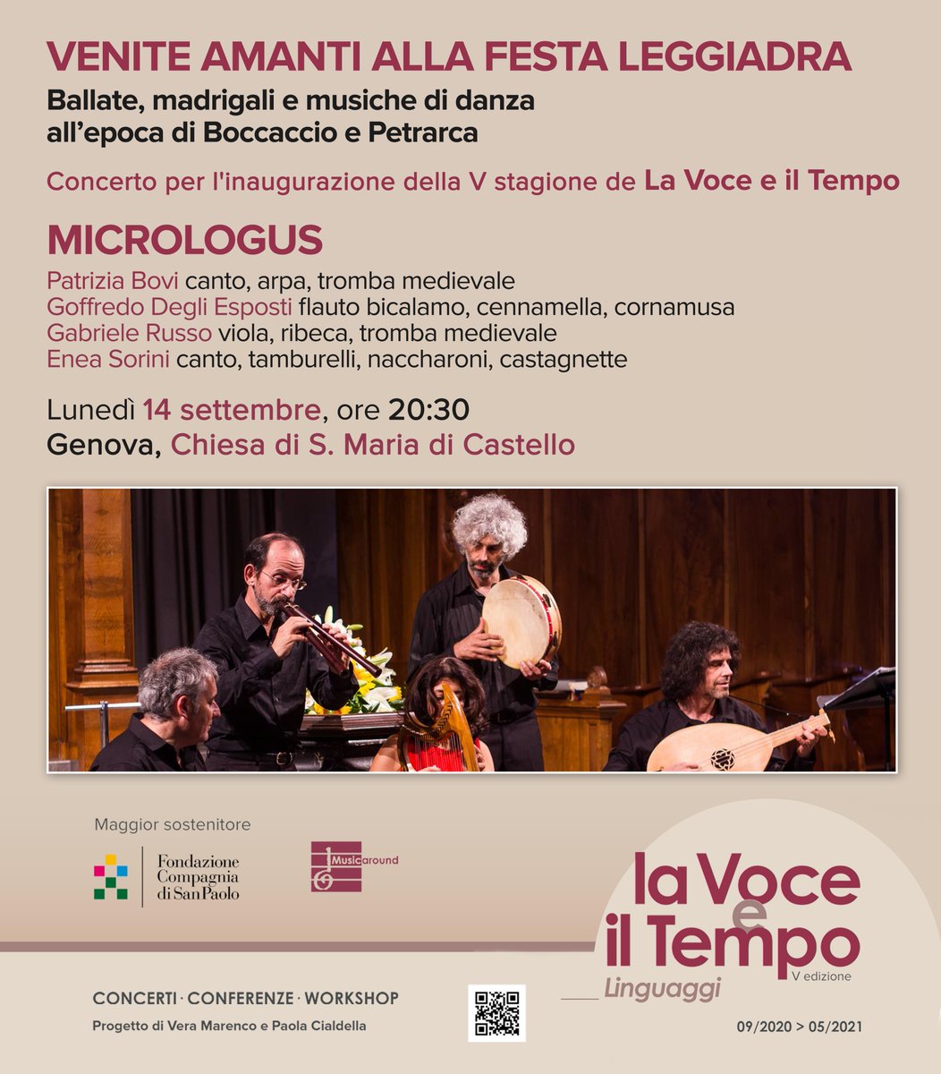 🔴 🔴 𝐕𝐄𝐍𝐈𝐓𝐄 𝐀𝐌𝐀𝐍𝐓𝐈 𝐀𝐋𝐋𝐀 𝐅𝐄𝐒𝐓𝐀 𝐋𝐄𝐆𝐆𝐈𝐀𝐃𝐑𝐀

Ballate, madrigali e musiche di danza all'epoca di Boccaccio e Petrarca 

Ensemble Micrologus

📅 Lunedì 14 settembre, ore 20:30
Chiesa di S. Maria di Castello

INFO: bit.ly/MicrologusGeno…

#Genova