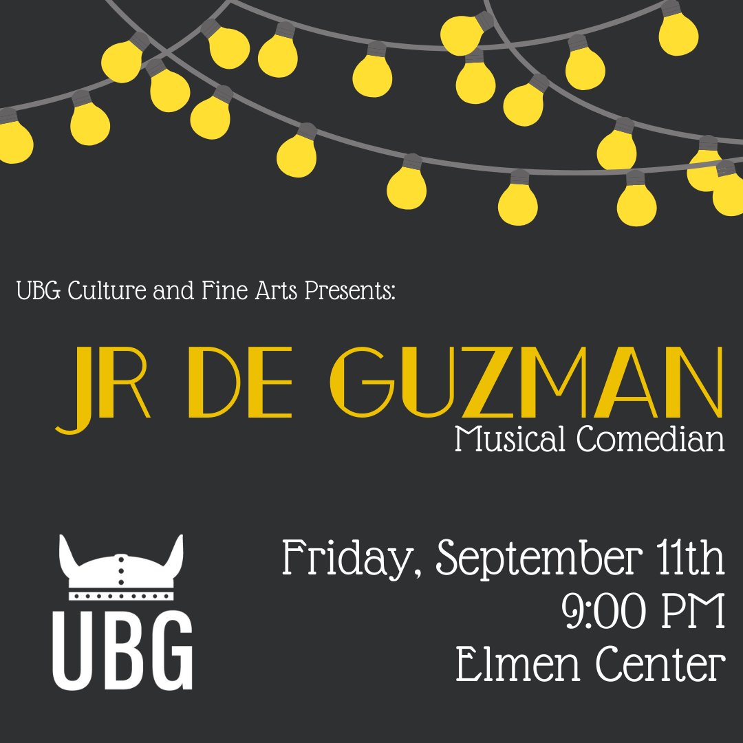 augieubg's tweet photo. JR De Guzman is the phenomenal musical comedian that combines hilarious jokes with entertaining melodies. Join us tonight at the Elmen Center for a night of laughs and chicken tenders! https://t.co/mfGaqvRsnO